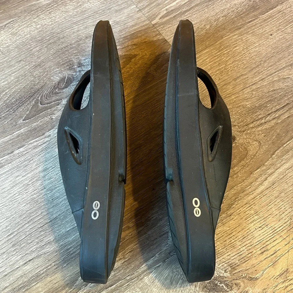 Oofos Ooriginal Thong Sandals Black Recovery Slides‎ Mens 13 EU 46
